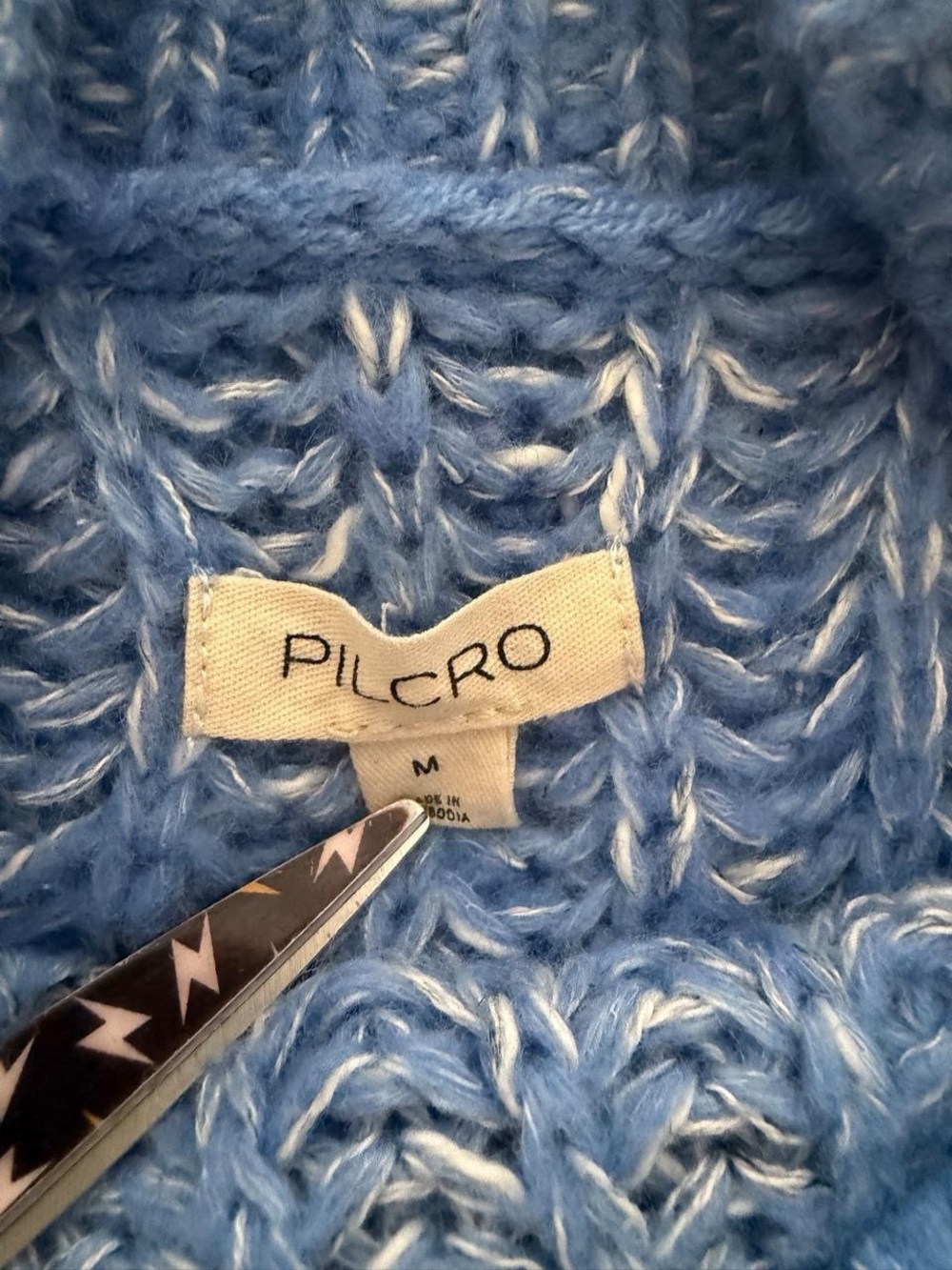 Anthropologie Pilcro Blue Marled Mock Neck Oversized Chunky Ribbed Knit Sweater - Picture 4 of 8
